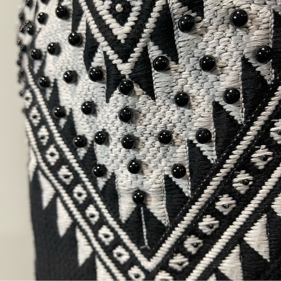 H&M Beaded Embroidered Crop Black and White Women Jacket size 4 - Picture 6 of 15